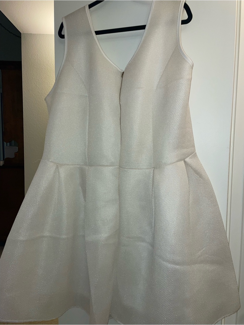 Girls Cream Textured Sleeveless Party Dress